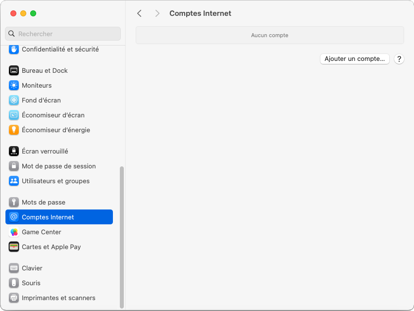 écran de configuration Zimbra sur macOS étape 1