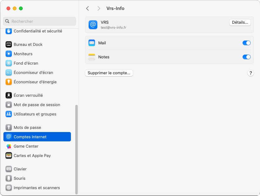 écran de configuration Zimbra sur macOS étape 7