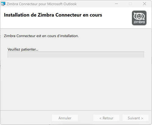 écran de configuration du Zimbra Connecteur pour Outlook sur Windows étape 3